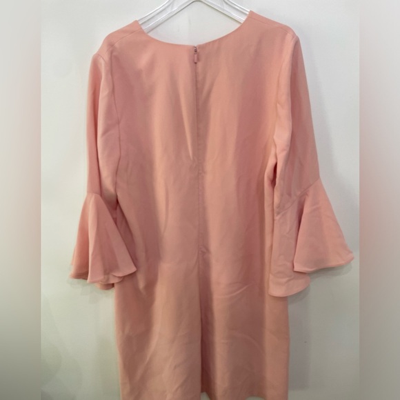 Lafayette 148 New York Peach Holly Bell Sleeve Dress Size XL V Neck Short Womens - Picture 6 of 10